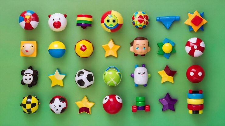 Foto colección de juguetes aislados en el fondo