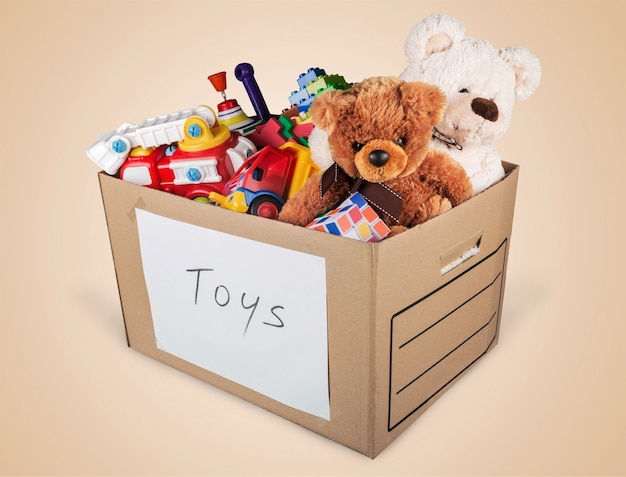 Foto colección de juguetes en caja