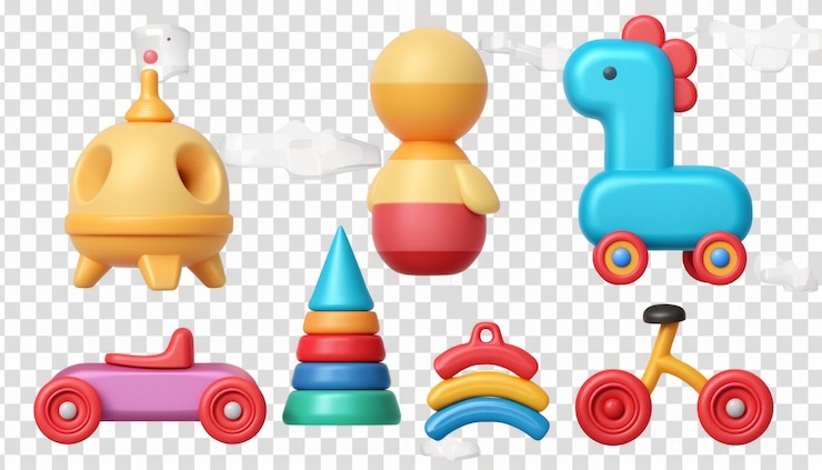 Foto colección de juguetes d rendidos lúdicos para niños