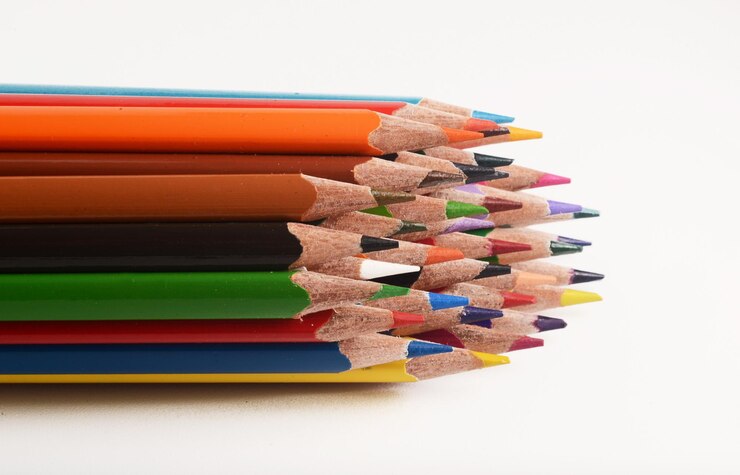 Una colección de lápices de colores sobre un fondo blanco