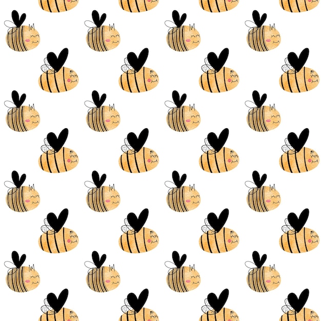 Una colección de lindas abejas sobre un fondo blanco.