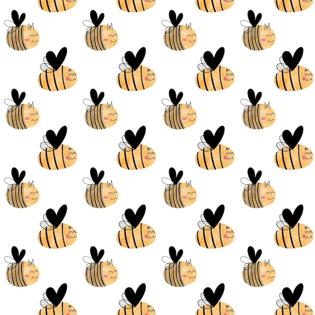 Una colección de lindas abejas sobre un fondo blanco.