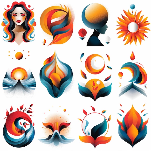 Colección de logotipos abstractos de la naturaleza