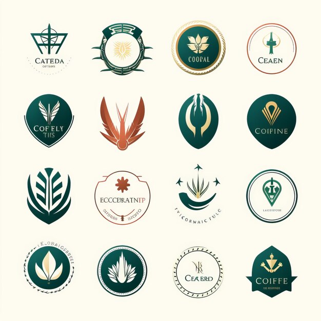 Foto colección de logotipos de cricket esmeralda oscura y beige claro diseños art deco