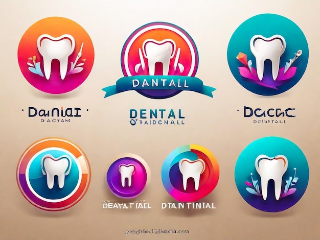 Foto colección de logotipos dentales en gradiente