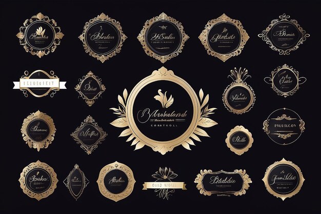 Colección de logotipos y emblemas de boutique de estudios de moda y belleza