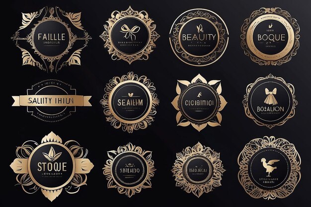 Colección de logotipos y emblemas de boutique de estudios de moda y belleza