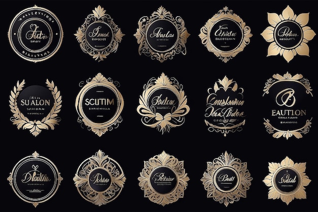 Colección de logotipos y emblemas de boutique de estudios de moda y belleza