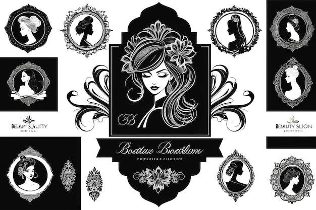 Colección de logotipos y emblemas de boutique de estudios de moda y belleza