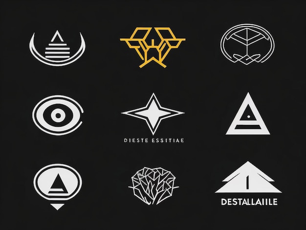 Colección de logotipos inmobiliarios de lujo con detalles en negro