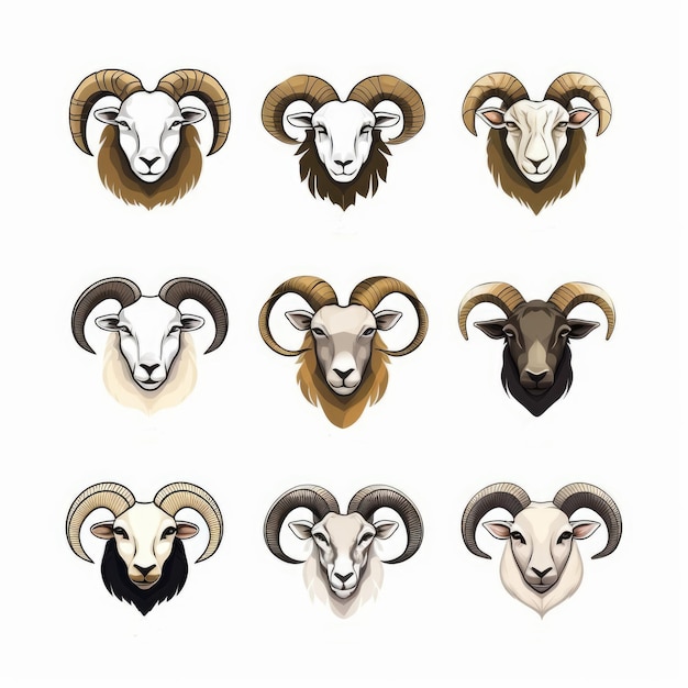 Foto colección de logotipos de ovejas conjunto de diseños aislados de fondo blanco