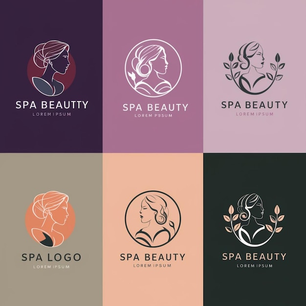Foto una colección de logotipos para productos de spa y belleza