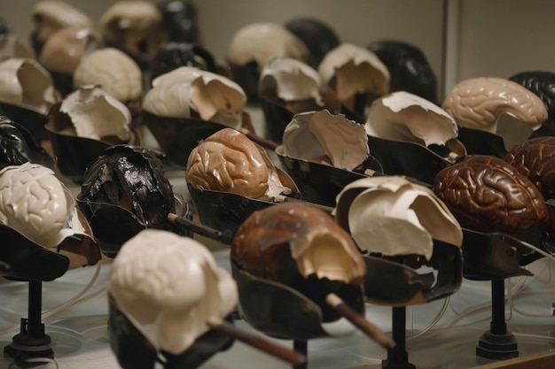 Colección de modelos anatómicos antiguos del cerebro
