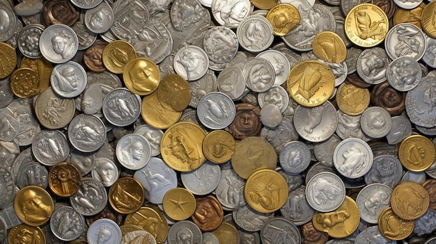 Foto una colección de monedas de los estados unidos de américa