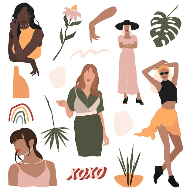 Colección de mujeres influyentes en las redes sociales png transparente