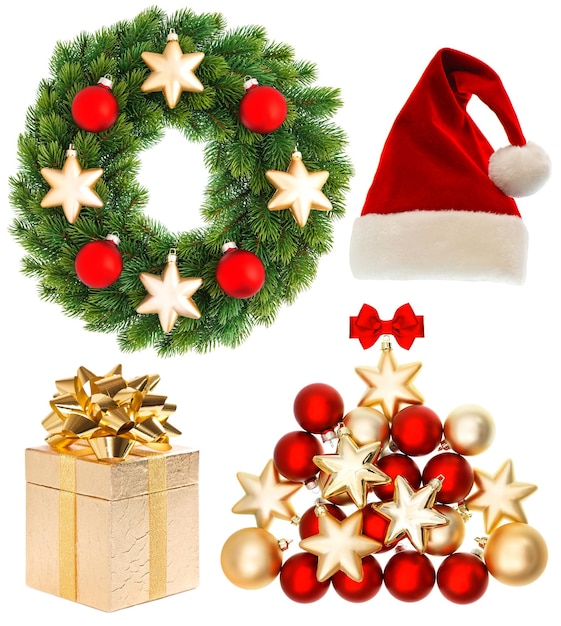 Colección de Navidad aislada sobre fondo blanco