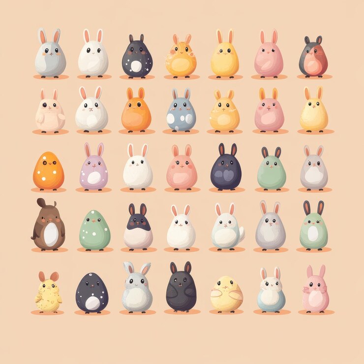 Foto una colección de orellas de conejo y orejas de conejo