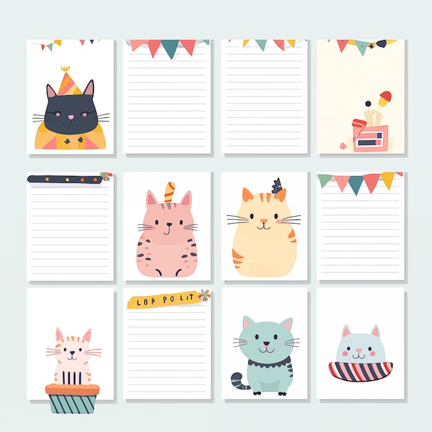 Colección de papel de nota lindo Hay bonitas imágenes de animales decorados