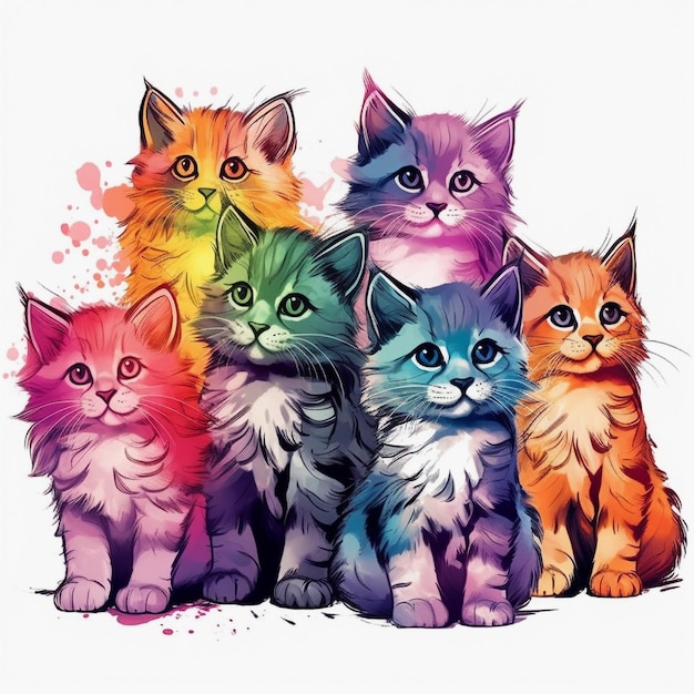 Colección de papel pintado artístico de gatos con pinceladas felinas