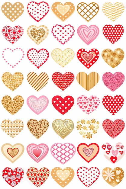 Colección de patrones de corazón en varios estilos para proyectos creativos