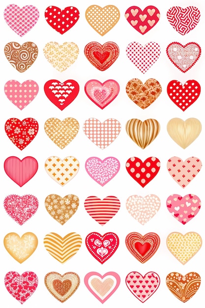 Colección de patrones de corazón en varios estilos para proyectos creativos