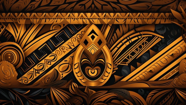 Foto colección de patrones de elegancia tribal tonos de tierra de marrón y la vibración de amarillo mostaza hábilmente tejidos en líneas audaces inspiradas en el arte tribal perfectas para textiles papeles de pared y varios diseños