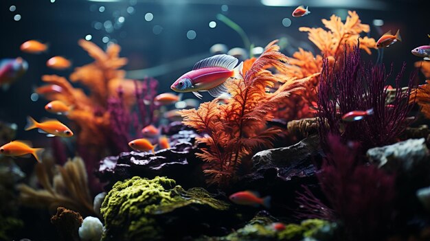 La colección de peces en las profundidades del mar parece como si estuviera dentro de un acuario debido a la pura belleza