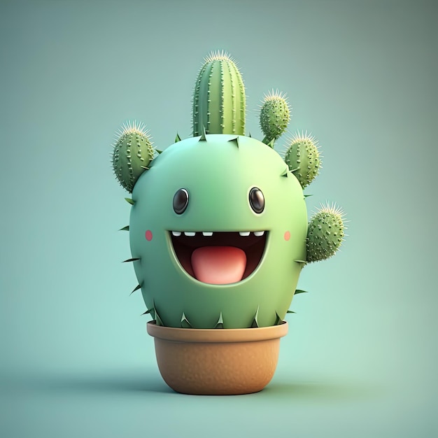 Colección de personajes de sol de estilo de dibujos animados alegres sonrientes felices para el diseño de vacaciones de verano Cartoon Cactus sonriente avatar generativo AI