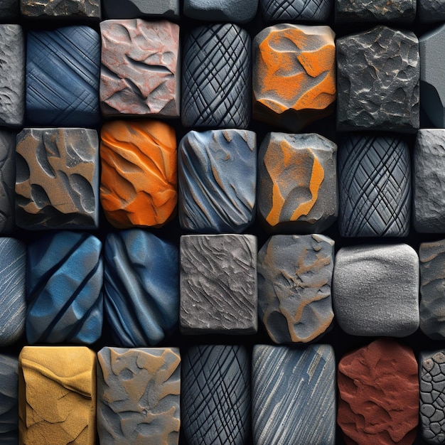 Colección de piedras de diferentes colores IA generativa