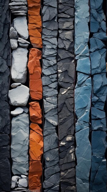 Una colección de piedras de diferentes colores, incluida una que está hecha de piedra.