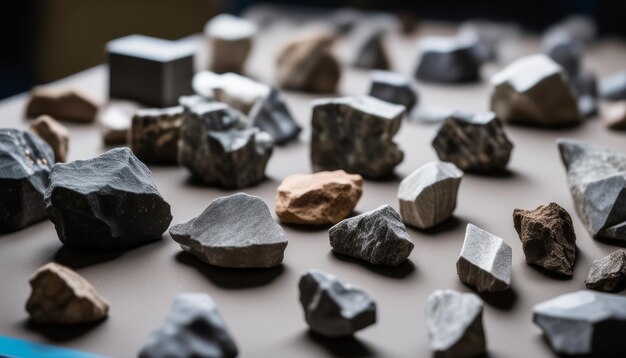 Una colección de piedras en una mesa