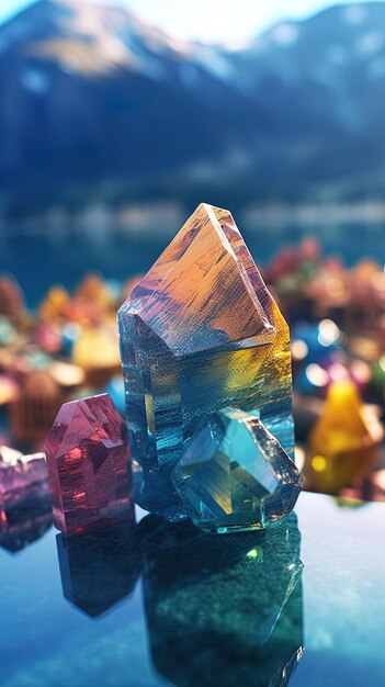 una colección de piedras preciosas y cristales