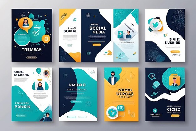 Foto colección de plantillas de banners de publicaciones en redes sociales perfecto para seminarios web de negocios