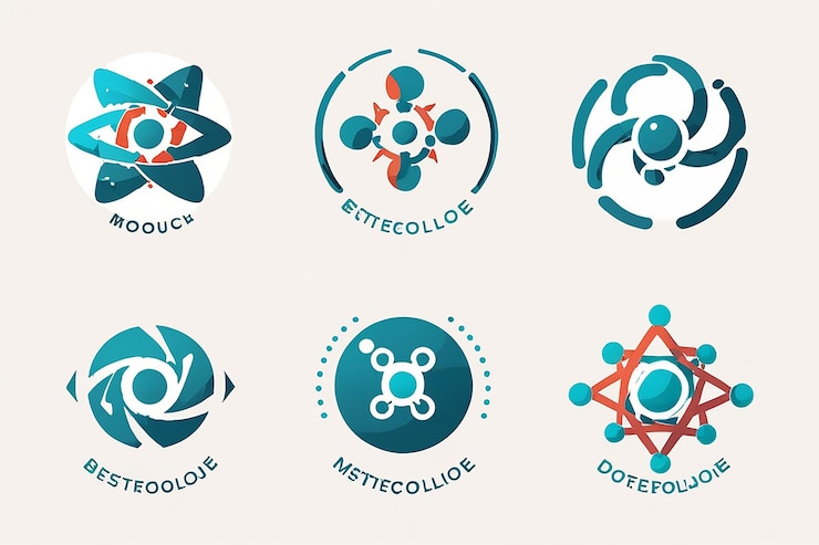Foto colección de plantillas de logotipos abstractos de vectores de moléculas de aire que puede usar biotecnología energía
