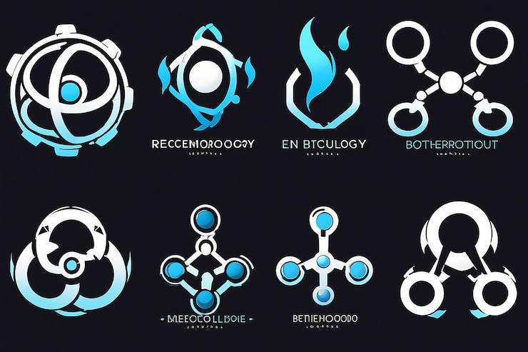 Foto colección de plantillas de logotipos abstractos de vectores de moléculas de aire que puede usar biotecnología energía