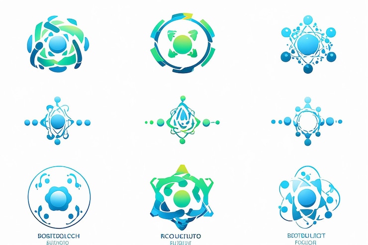 Foto colección de plantillas de logotipos abstractos de vectores de moléculas de aire que puede usar biotecnología energía
