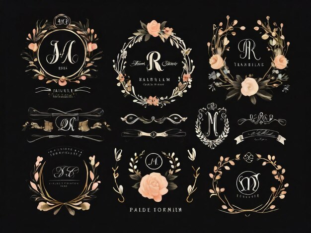 Foto colección de plantillas de logotipos de monogramas de bodas