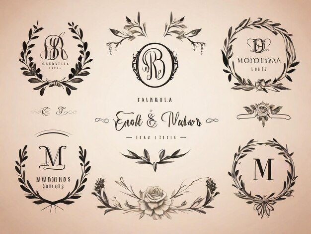 Foto colección de plantillas de logotipos de monogramas de bodas