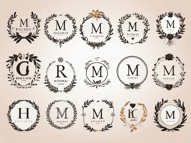 Foto colección de plantillas de logotipos de monogramas de bodas