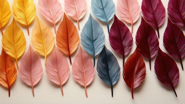 una colección de plumas de colores.