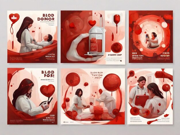 Foto colección de publicaciones de instagram para el día mundial del donante de sangre