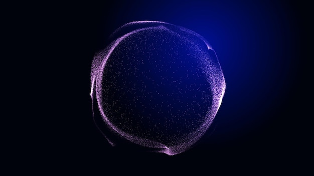 Colección de puntos brillantes en un fondo oscuro Onda de sonido abstracta de partículas Red de datos