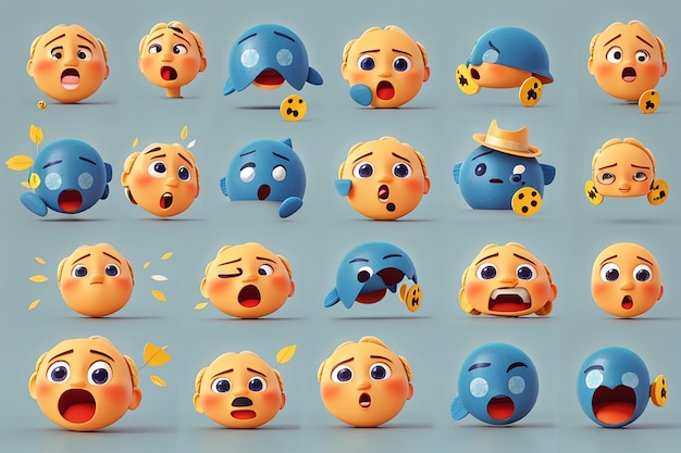 Foto colección de reacciones de emoticones planos