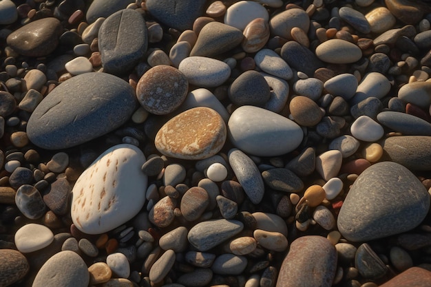 Una colección de rocas en una playa.