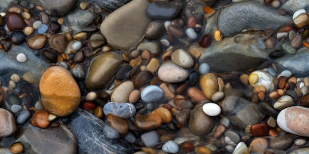 Una colección de rocas son visibles en la playa.
