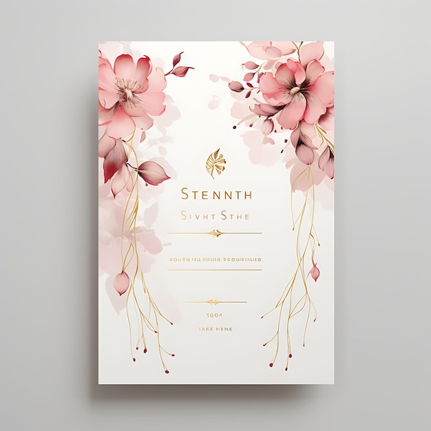 Colección Romántica de rojo y oro Tarjeta de invitación de boda Diseño de ideas de ilustración rectangular