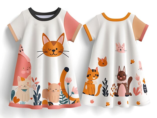 Foto una colección de ropa infantil con gatos y gatos