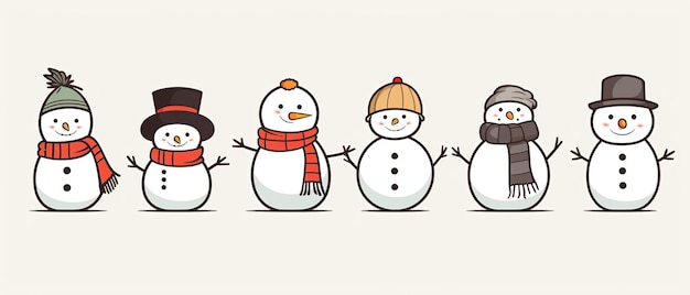 La colección de ropa de muñeco de nieve con un tema de invierno Recurso sobre el invierno y la Navidad Ai generativo