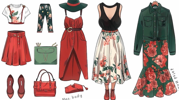 una colección de ropa que incluye un vestido la palabra tulle