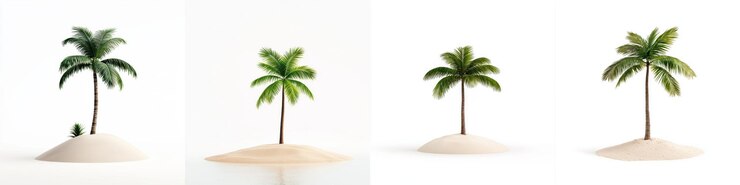 Colección serena de palmeras en bancos de arena minimalistas que muestran la belleza y la tranquilidad de la naturaleza Perfecto para evocar una sensación de calma y relajación